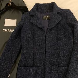 Chanel jacket/blazer in black/blue tweed